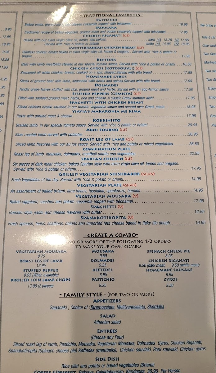 Greek Islands gluten-free menu
