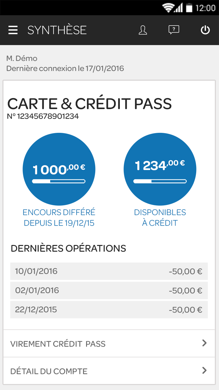 Android application Carrefour Banque & Assurance screenshort