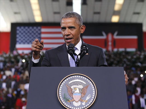 Then US President Barack Obama at an indoor arena at Safaricom Stadium Kasarani in Nairobi, July 26, 2015. /REUTERS