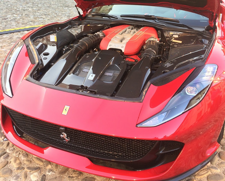 The V12 engine in the new Ferrari 812 Superfast
