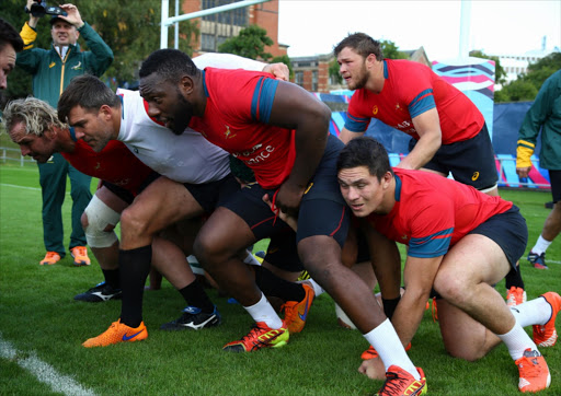 South African national rugby team training session at University of Birmingham in Birmingham, England.