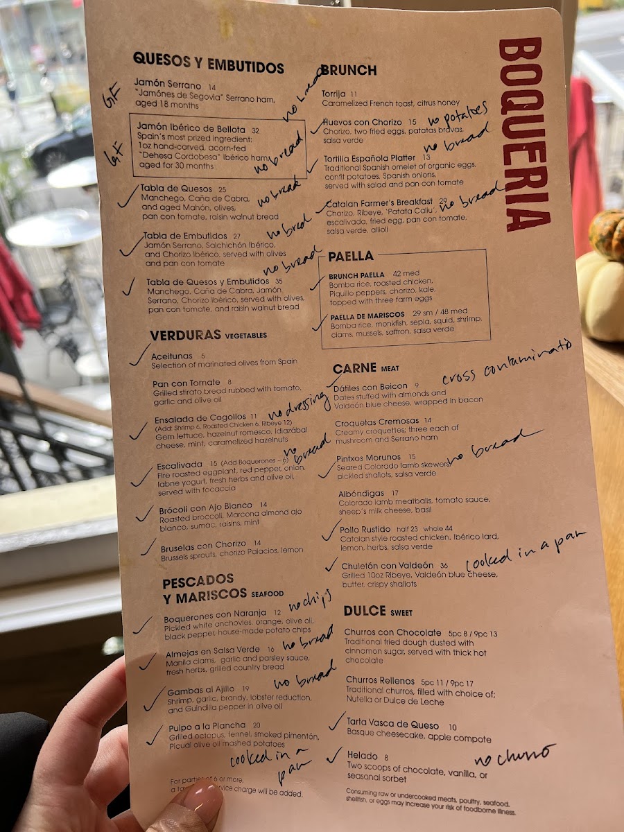 Boqueria gluten-free menu