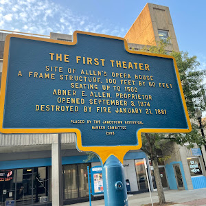 THE FIRST THEATER SITE OF ALLEN'S OPERA HOUSE A FRAME STRUCTURE, 100 FEET BY 60 FEET SEATING UP TO 1500 ABNER E. ALLEN, PROPRIETOR OPENED SEPTEMBER 3, 1874 DESTROYED BY FIRE JANUARY 21, 1881 PLACED ...