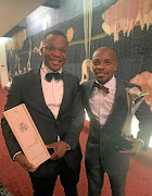 SA Sportsman of the Year award winner IBF flyweight champ Moruti Mthalane, right, with BSA CEO Tsholofelo Lejaka.  