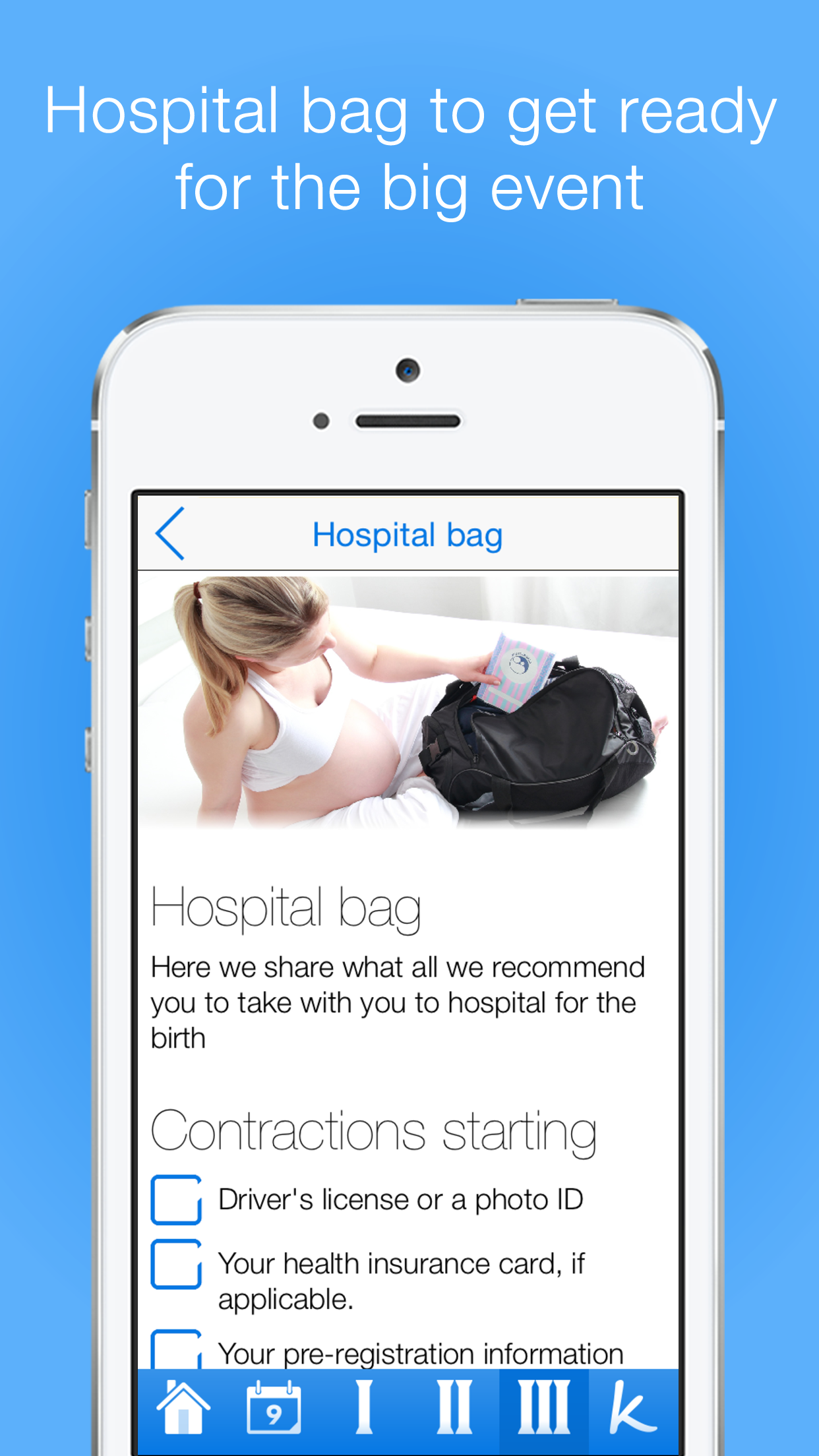 Android application Pregnancy Checklists screenshort