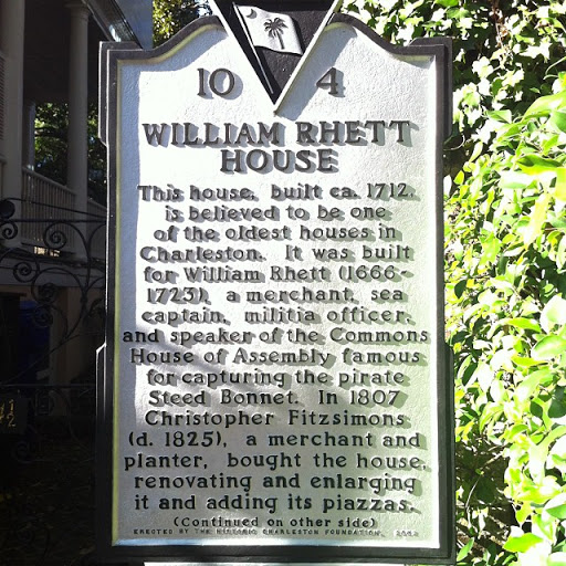 10 4 WILLIAM RHETT HOUSE This house, built ca. 1712 is belived to be one of the oldest houses in Charleston. It was built for William Rhett (1666 - 1723), a merchant, sea captain, militia officer,...