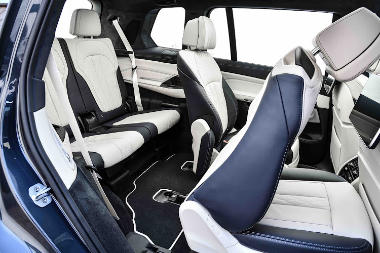 The BMW X7 is available with the usual three rows of seats for seven passengers.