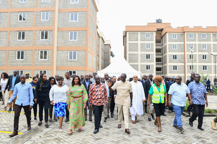 President William Ruto, other leaders during the launch of Bondeni Affordable Housing on January 13, 2024