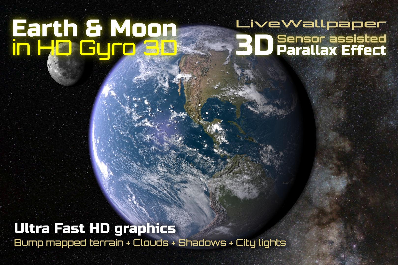 Android application Earth & Moon 3D Live Wallpaper screenshort