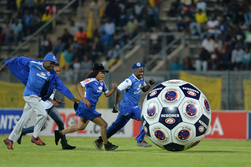 SuperSport United fans during the Absa Premiership match against Mamelodi Sundowns at Lucas Moripe Stadium on April 19, 2017 in Pretoria, South Africa.