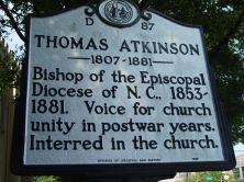 Bishop of the Episcopal Diocese of N.C., 1853-1881. Voice for church unity in postwar years. Interred in the church.Plaque via North Carolina Highway Historical Marker Program, and is used with...