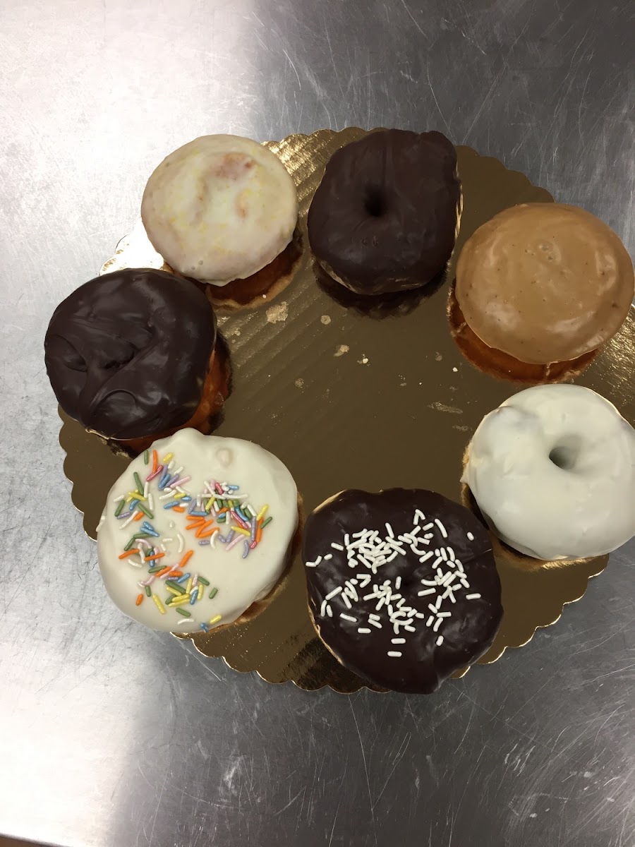 Donuts:  chocolate, chocolate expresso, birthday cake, vanilla, apple cider, lemon.