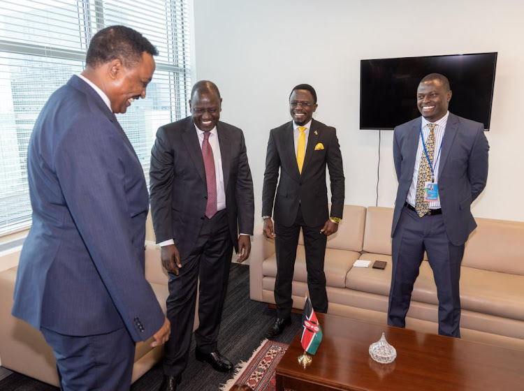 President William Ruto with IGAD Executive Secretary Workneh Gebeyehu and other leaders at statehouse on September 23, 2022.