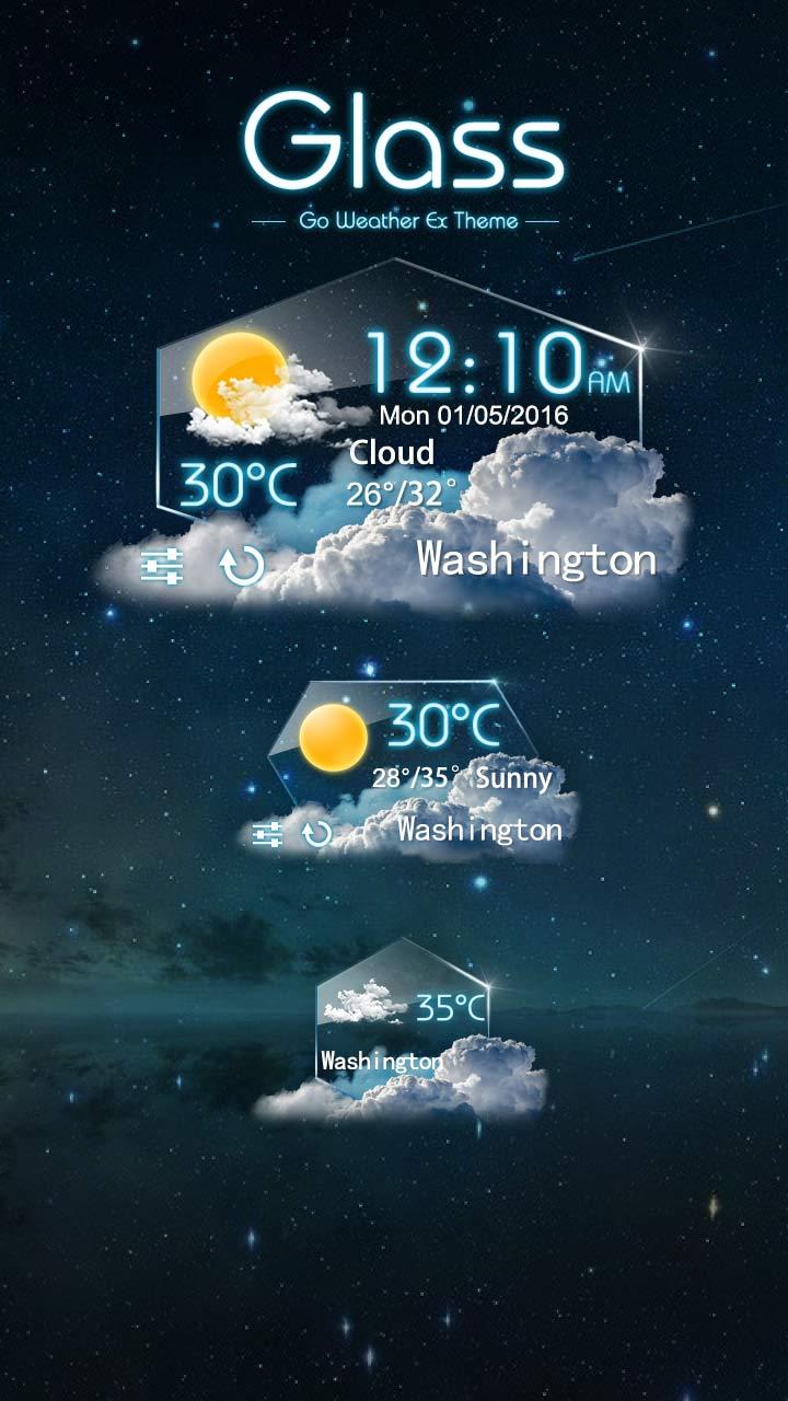 Android application Glass GO Weather Widget Theme screenshort