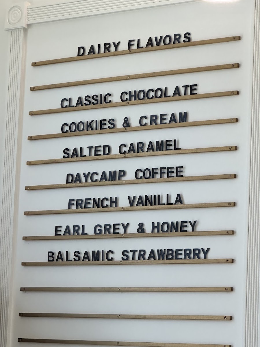 Dairy flavors as of May 2023