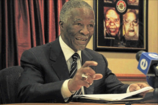 LITTLE TO GO ON: Thabo Mbeki at a briefing on the work of the UN's economic commission for Africa. PHOTO: BUSISIWE MBATHA