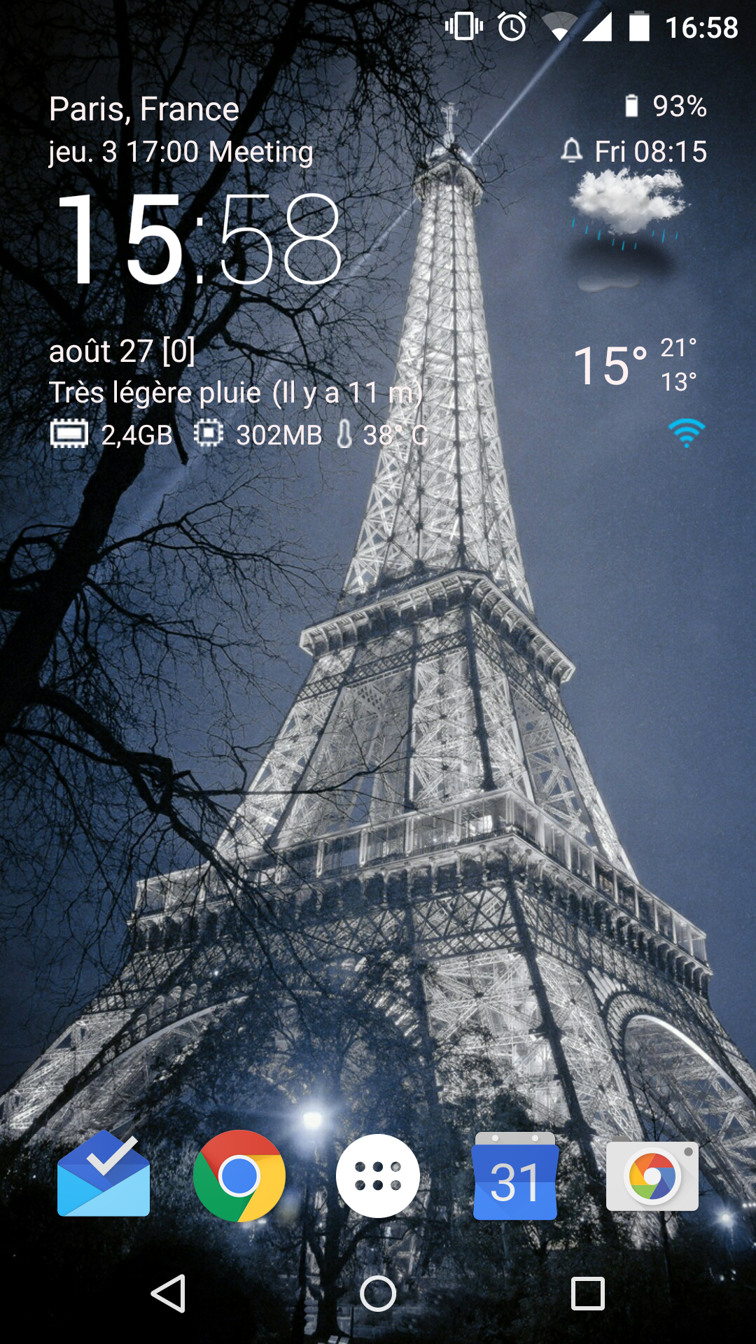 Android application Transparent clock and weather screenshort