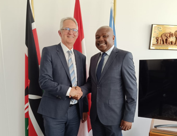 Principal Secretary in the State Department for Labour and Skills Development Shadrack Mwadime with the Vice President of Lebenshilfe Austria George Willeit, an umbrella organisation advocating for the rights of people with intellectual disabilities at the federal level