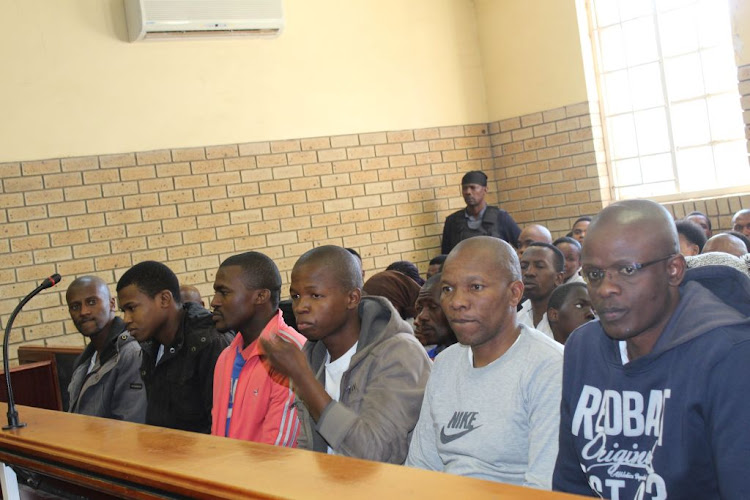 Mancoba Seven Angels Ministry members who were arrested in connection with the murder of five Ngcobo policemen appear in the Ngcobo Magistrate's Court on June 14 2018.