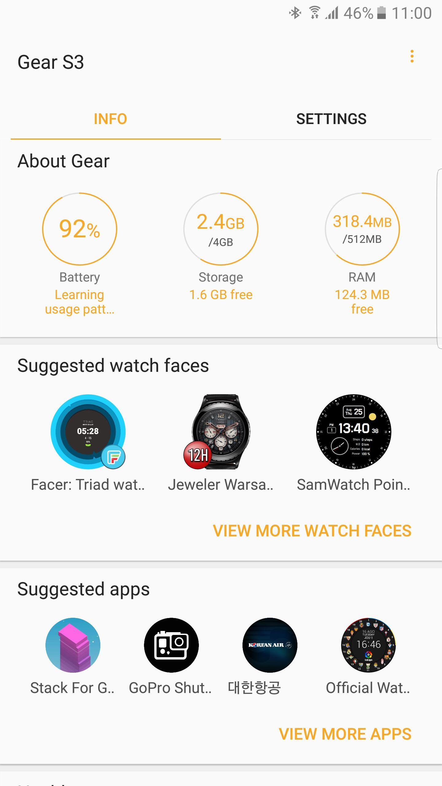 Android application Galaxy Wearable (Samsung Gear) screenshort