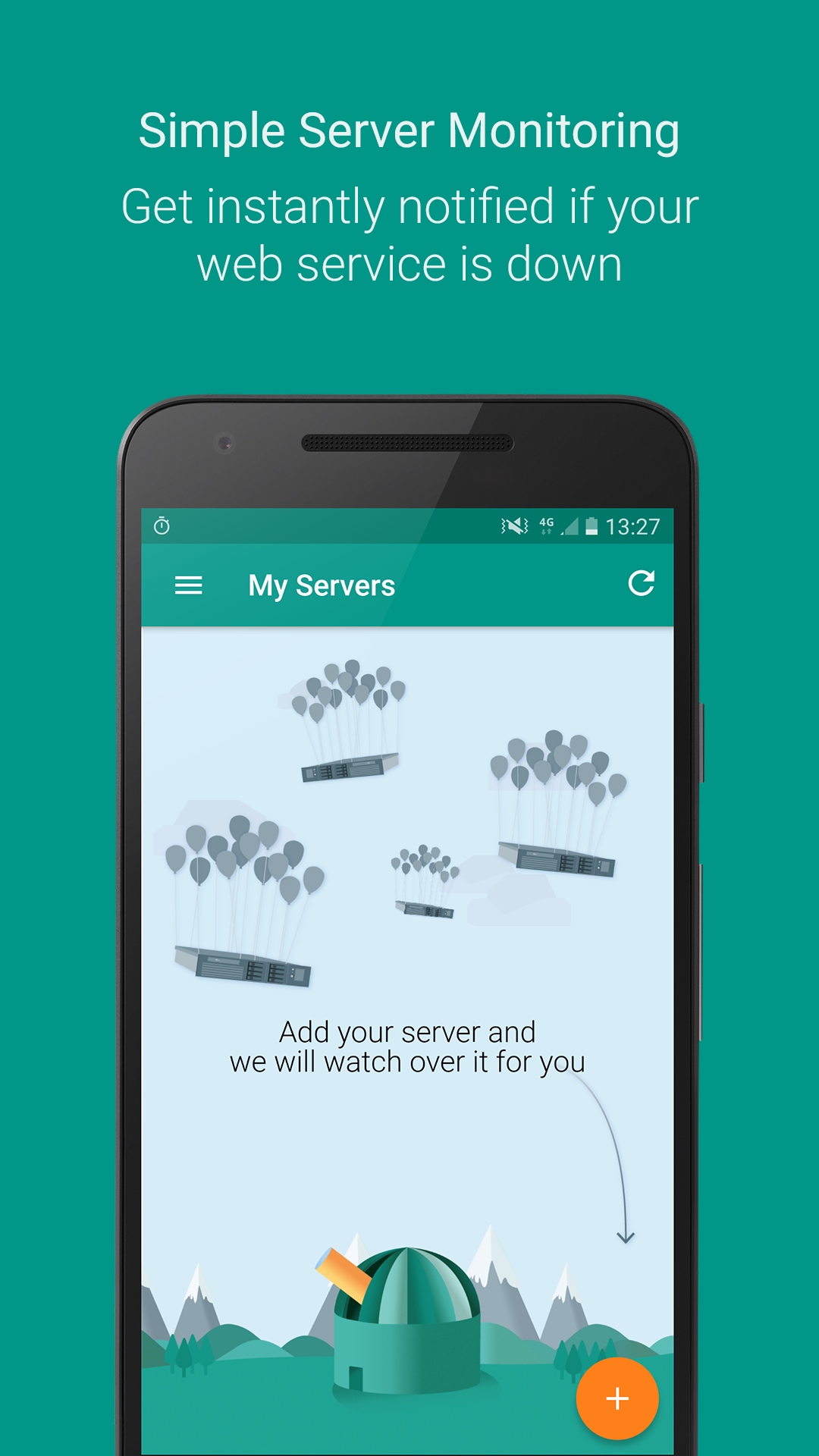 Android application WebUp - Website Monitoring screenshort