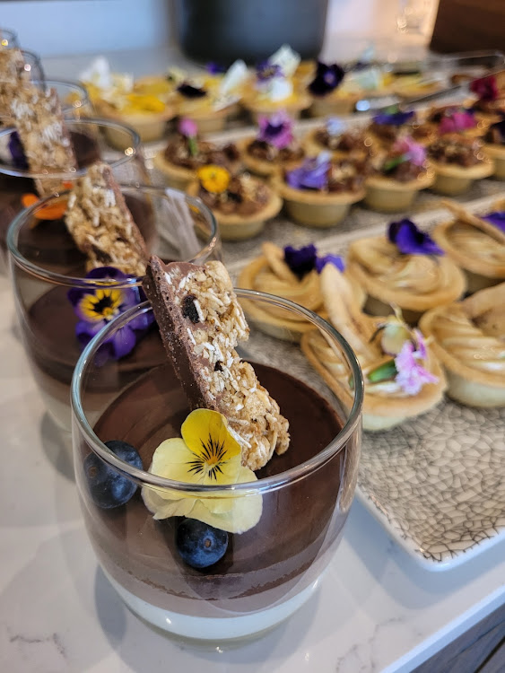 Chocolate mousse and tartlets.