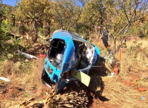 The scene of the helicopter crash in Polokwane. Picture: Halo Aviation via Twitter