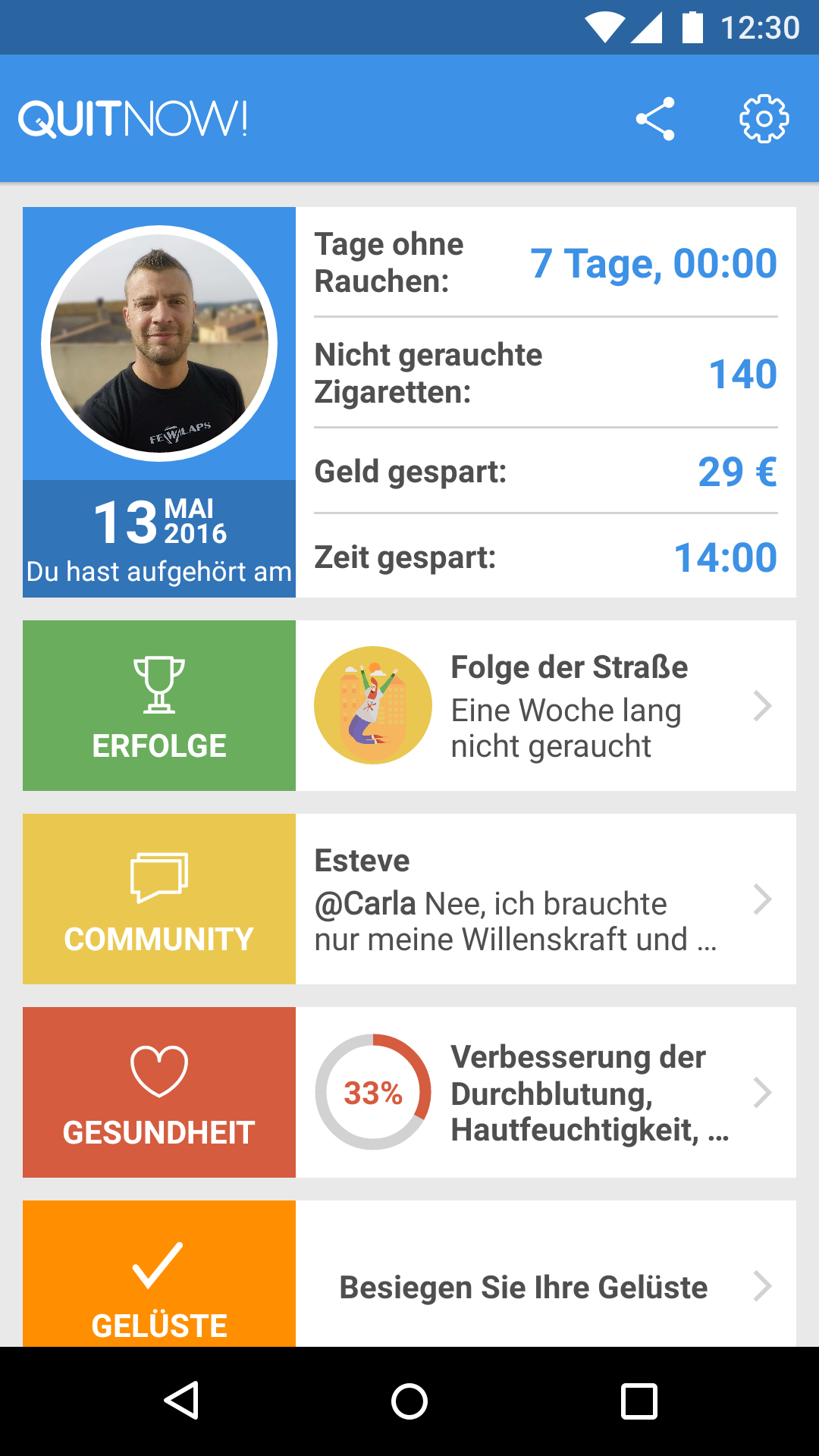 Android application QuitNow: Quit smoking for good screenshort