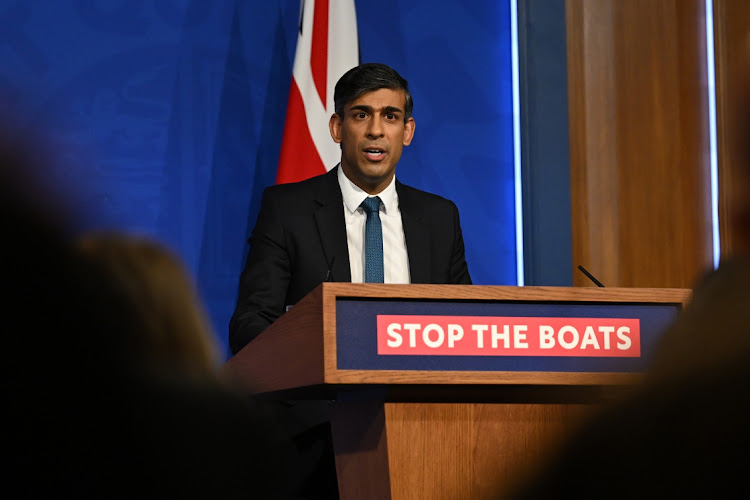 British Prime Minister Rishi Sunak holds a press conference following the Supreme Court’s Rwanda policy judgment, at Downing Street in London, England, November 15 2023. Picture: LEON NEAL/GETTY IMAGS