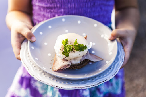 Mushroom cap eggs Serve up these baked mushrooms topped with poached eggs, cheese sauce and ham for a lazy brunch.