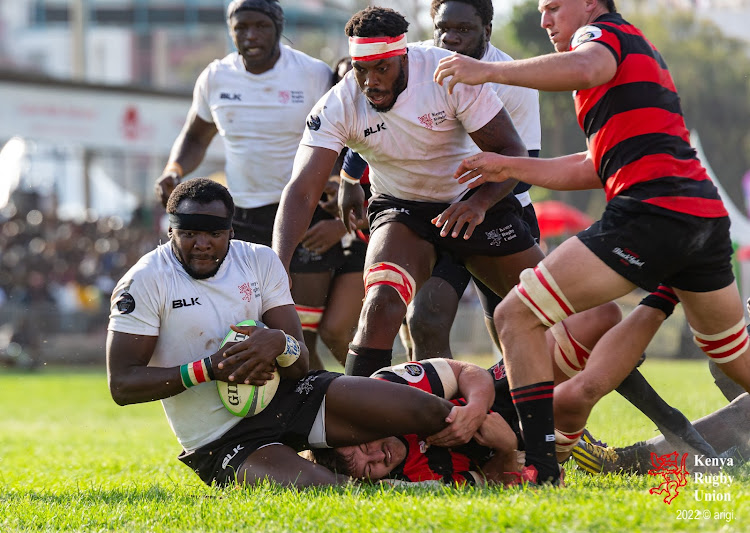 Kenya Simbas Bethwell Anami with ball during the Simbas Currie Cup match against Elephants in June last year