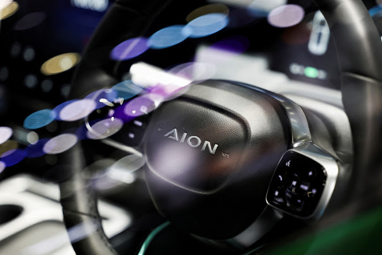 The GAC Aion logo is pictured at the 45th Bangkok International Motor Show in Bangkok, Thailand, on March 25, 2024. Picture: REUTERS/CHALINEE THIRASUPA