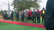 Limpho Hani stands next to President Zuma at the wreath-laying ceremony commemorating the 24th anniversary of her husband’s assassination.