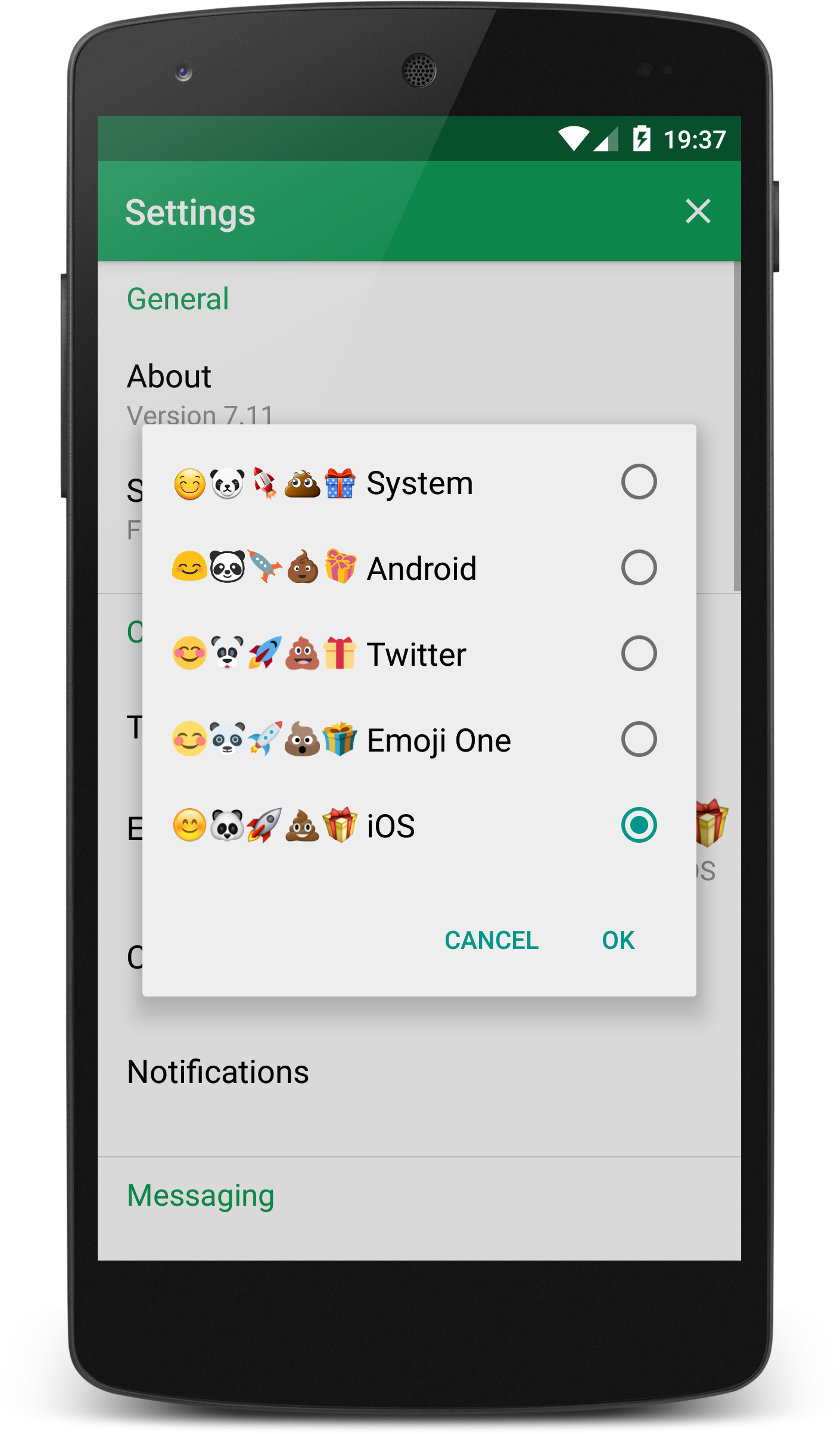 Android application chomp Emoji - iOS Style screenshort