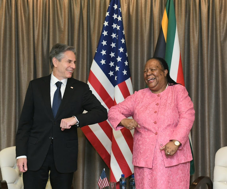 Minister of international relations and co-operation Naledi Pandor hosted US secretary of state Antony Blinken in Pretoria. Picture: DIRCO