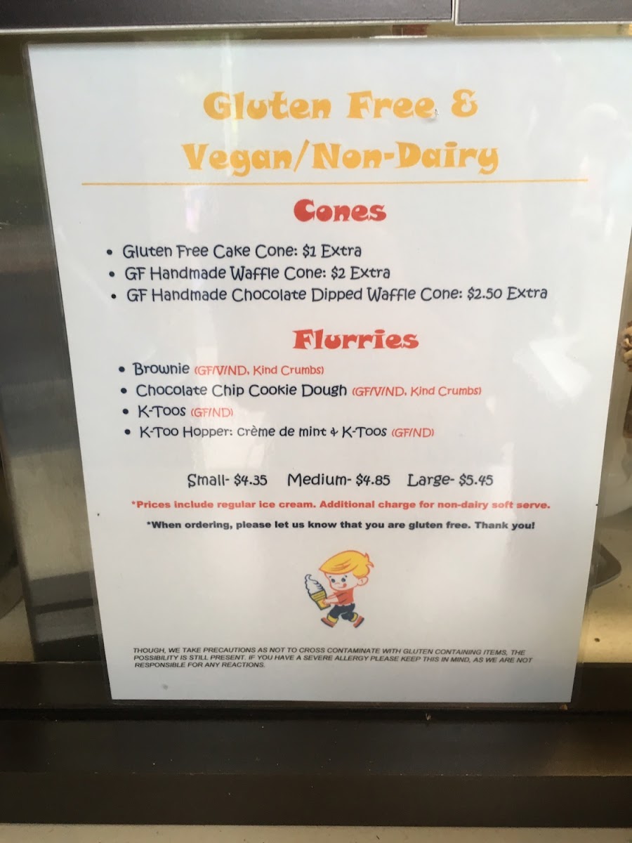 GF and vegan menu