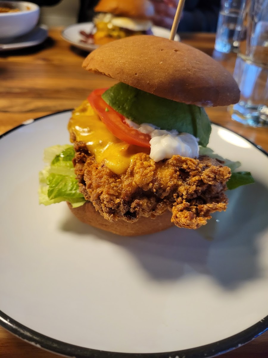 Gluten free fried chicken sandwich! Delicious!!