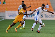 Buyani Sali of Chippa United and Philani Zulu of Kaizer Chiefs vies for the ball during the Absa Premiership match at FNB Stadium on April 07, 2018 in Johannesburg, South Africa. 