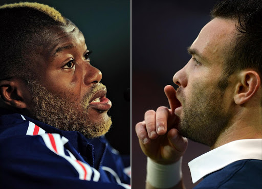 French football players Djibril Cisse and Mathieu Valbuena.Picture credits: AFP