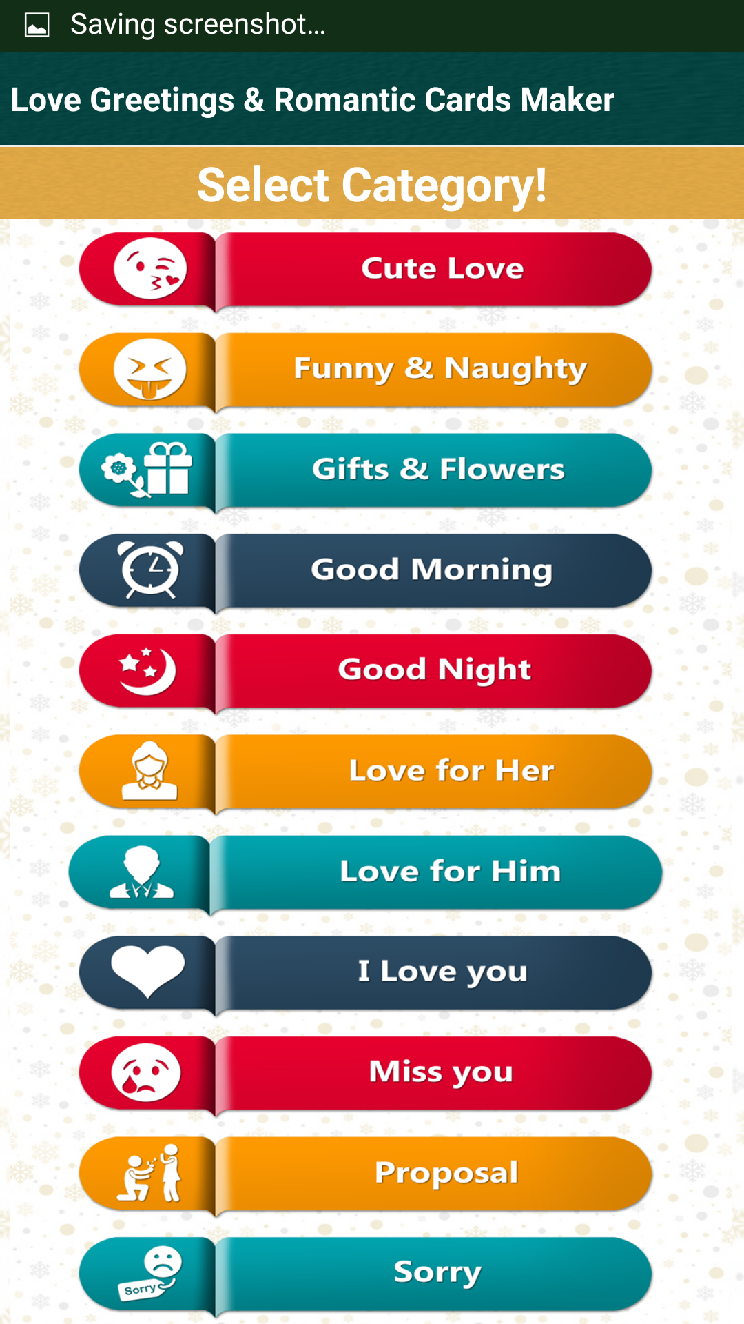 Android application Love Greeting Cards Maker HD screenshort
