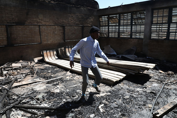 A fire gutted two classrooms and a small office at Botleng Secondary School in Delmas on Saturday