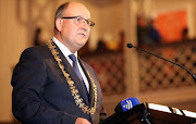 Athol Trollip addresses his first public meeting as mayor of Nelson Mandela Bay this week.