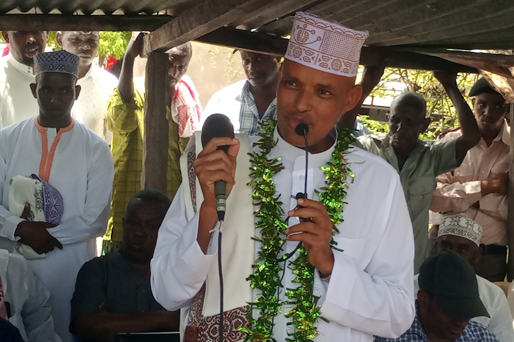 Director of criminal investigations Mohamed Amin speaking in Saka, Balambala subcounty of Garisa County on Friday, March 8, 2024.