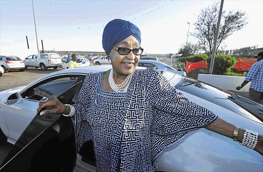 FIGHTING TALK: Winnie Madikizela-Mandela at Mthatha Airport on Sunday after spending the weekend in Qunu