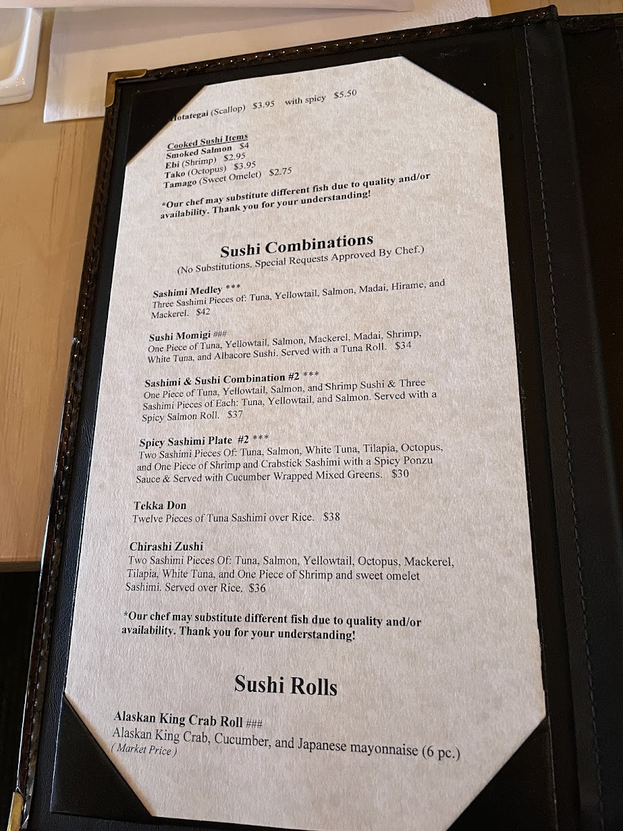 Sushi House gluten-free menu