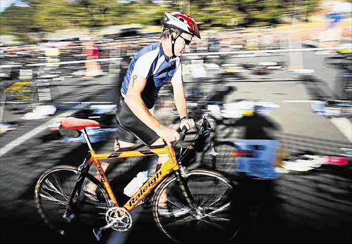 TRIATHLON ACTION: An athlete sets offon the cycle stage of the Olympic section Picture: FILE