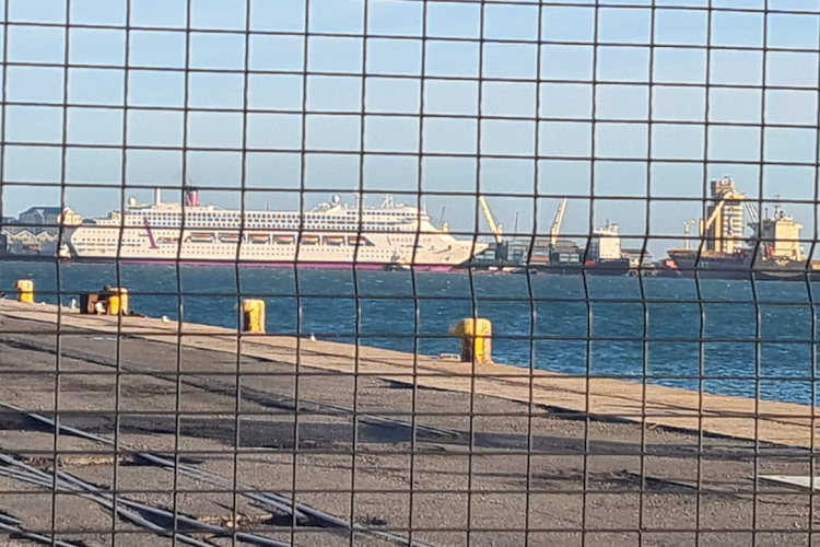 Visiting cruise liner Ambience collided with a cargo carrier at Cape Town harbour.