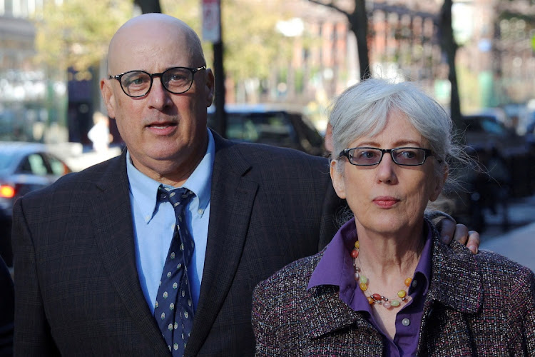 David and Ina Steiner arrive at the federal courthouse for the sentencing hearings for former eBay Inc security executives Jim Baugh and David Harville, who pleaded guilty to participating in a campaign to harass the Steiners that involved sending disturbing home deliveries like cockroaches and a funeral wreath, in Boston, Massachusetts, US, on September 29 2022. File photo.