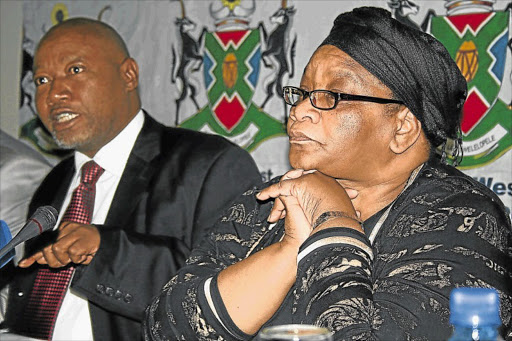 DRIVER'S SEAT: North West premier Thandi Modise, right, with the province's transport MEC, Raymond Elisha