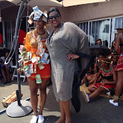 Minnie Dlamini and former Miss SA Basetsana Kumalo at her Zulu traditional ceremony called Umhlonyane in Durban.